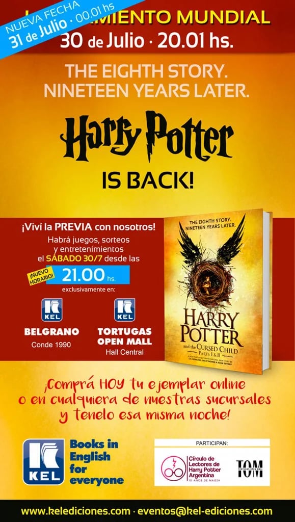 Se realizarán diferentes actividades para celebrar el lanzamiento del nuevo libro de Harry Potter (Kel Ediciones)