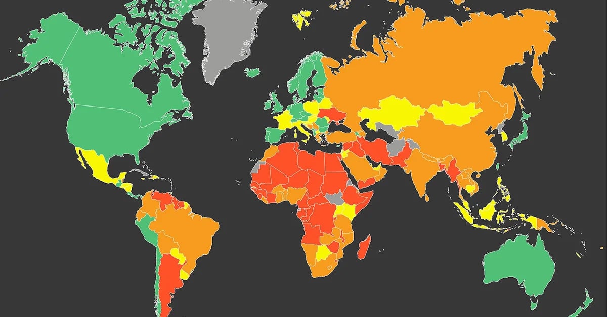 World Index of Economic Freedom: Best- and Worst-Situated Countries and Two Latin American Countries in Most Worrying Cases