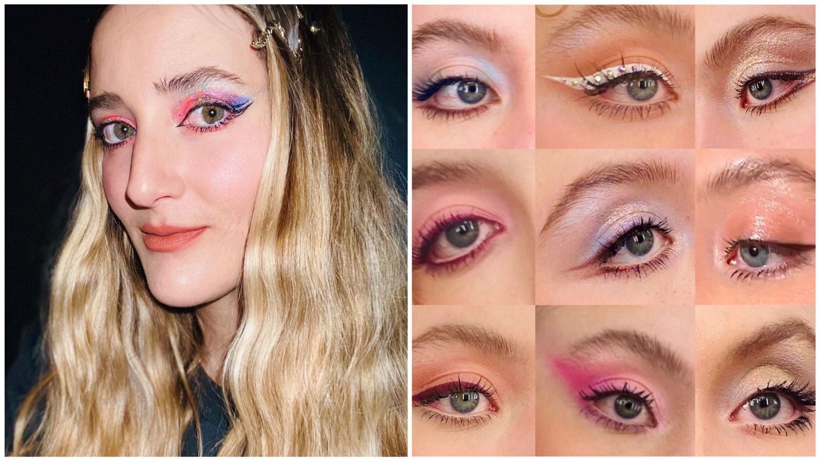 I've never done “festival” makeup before, but I thought I'd slap on some  rhinestones and try to create euphoria type makeup. Any tips on boosting  eyelid color? : r/MakeupAddiction