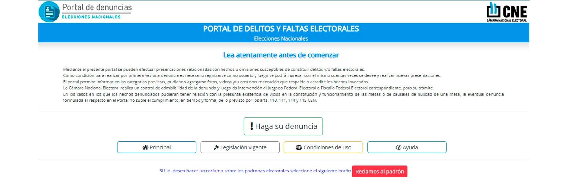 Irregularidades infracciones electorales CNE portal de denuncias