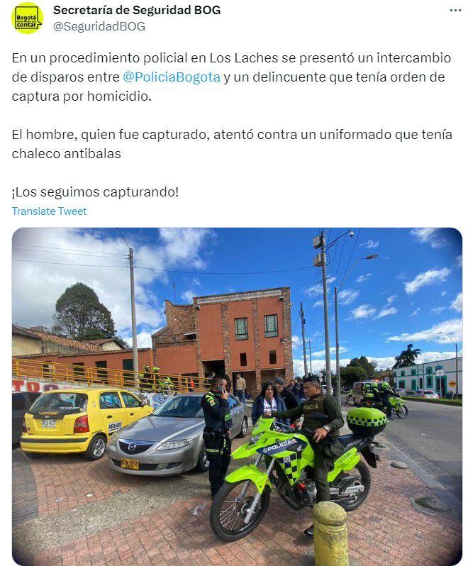 Secretaría de Seguridad de Bogotá sobre la captura del "Negro Márquez"