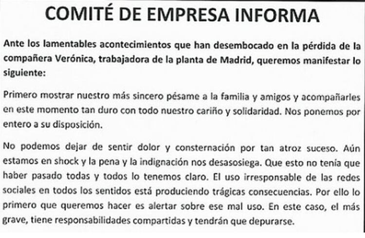 El comunicado de la empresa (Foto: Iveco)