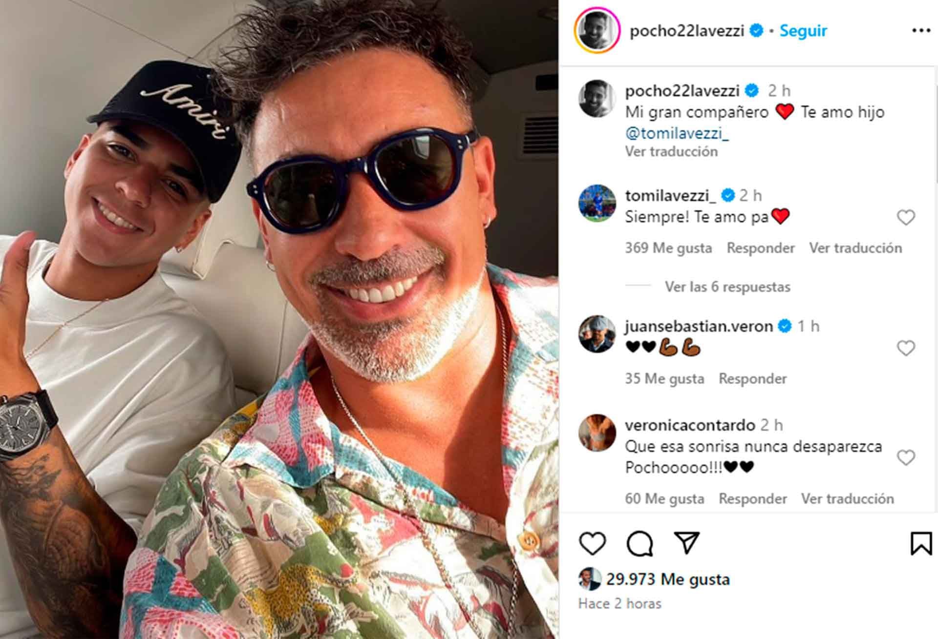 Posteo de Pocho Lavezzi junto a su hijo