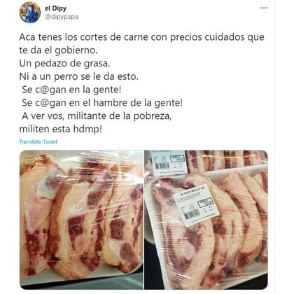 El crítico mensaje del Dipy por los precios populares de la carne.