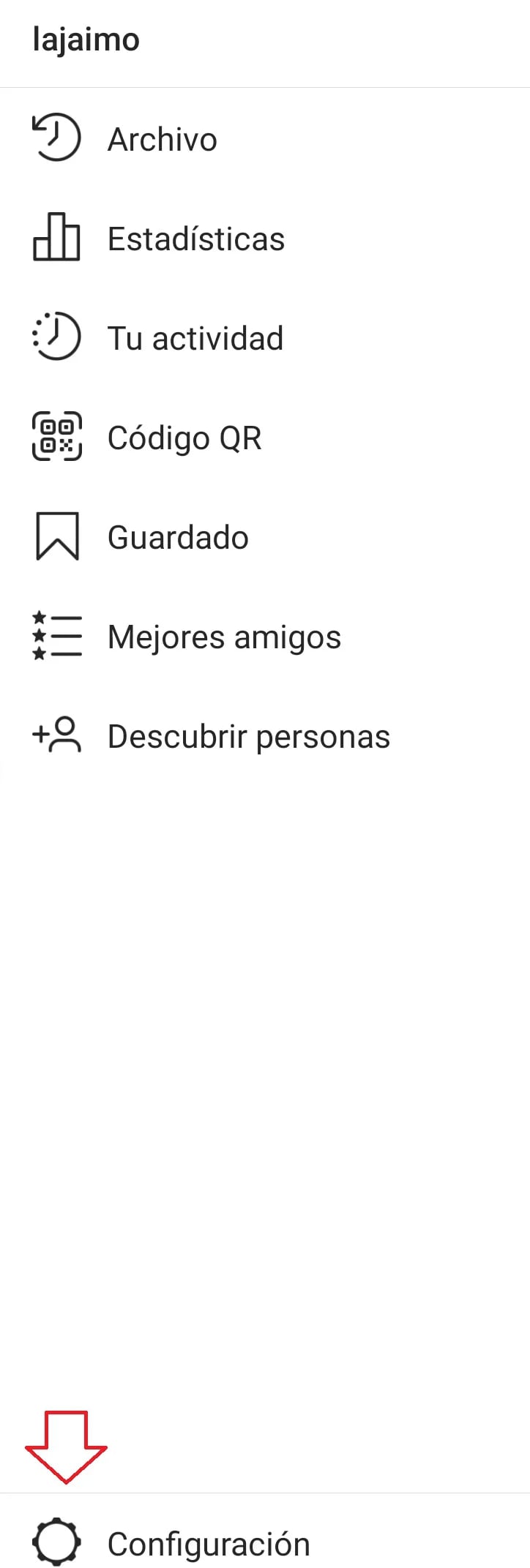 Hay que presionar en Configuración