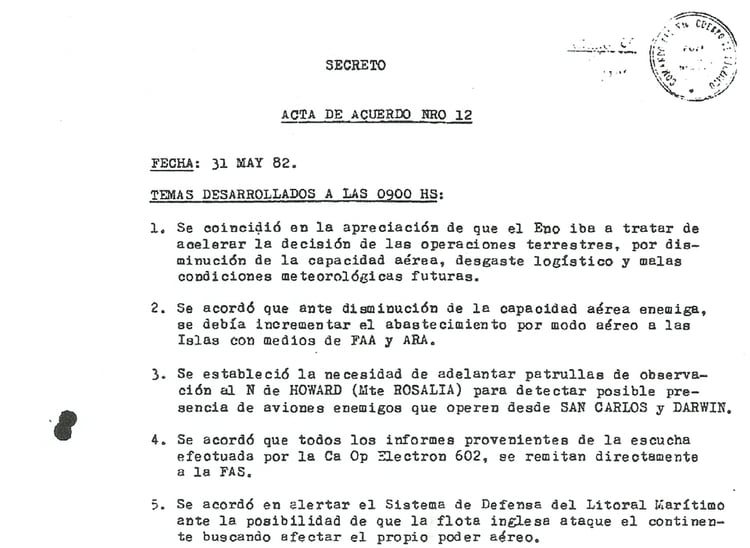 Parte del Acta Secreta del 31 de mayo de 1982