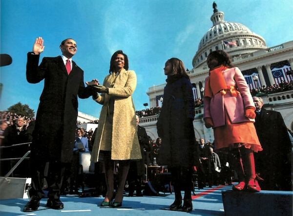 La familia Obama en la asunción del presidente número 44 de los EE.UU.