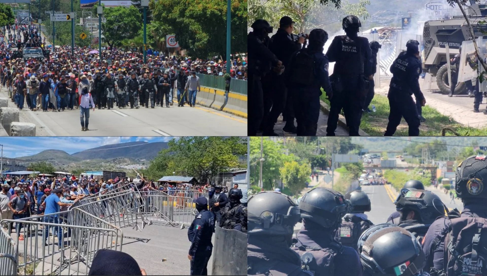 Los manifestantes se enfrentaron con las autoridades y tomaron como rehenes a policías, funcionarios y agentes de la Guardia Nacional 
(Foto: Twitter/@fl01484840)