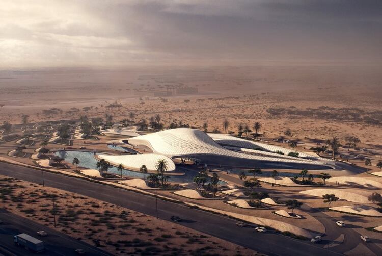 Con un diseño inspirado en la forma de dunas de arena y orientado a optimizar los vientos dominantes, el complejo busca alcanzar los más altos estándares de energía renovable y objetivos de futuro sostenibles (Zaha Hadid)