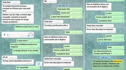 Las conversaciones con el estafador, que luego de coordinar la entrega dejó de responder