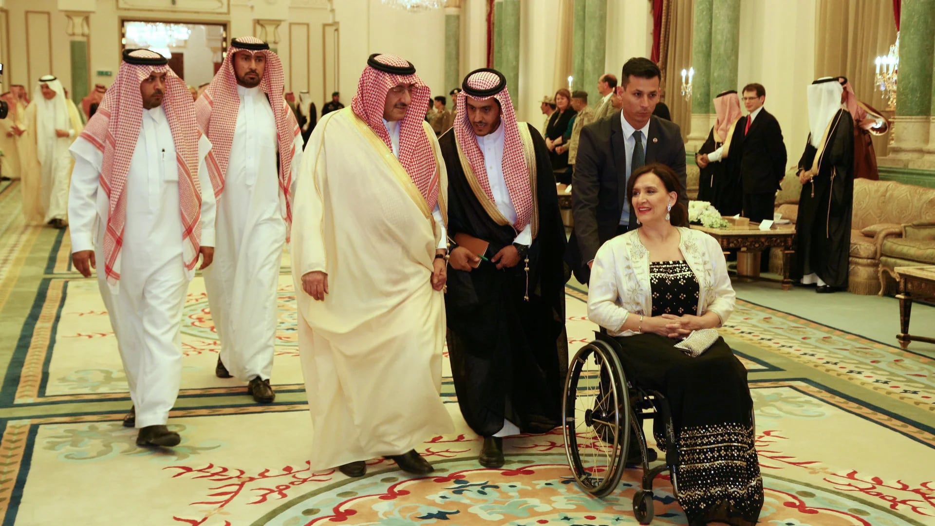 Gabriela Michetti en la cena en su honor durante su viaje a Arabia Saudita (Foto: Gerardo Viercovich, Vicepresidencia de la Nación)