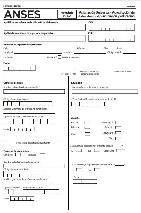 El formulario a completar