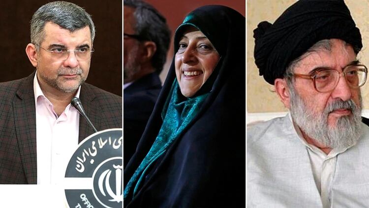 Iraj Harirchi, Masumeh Ebtekar y Seyyed Hadi Khosroshahi 