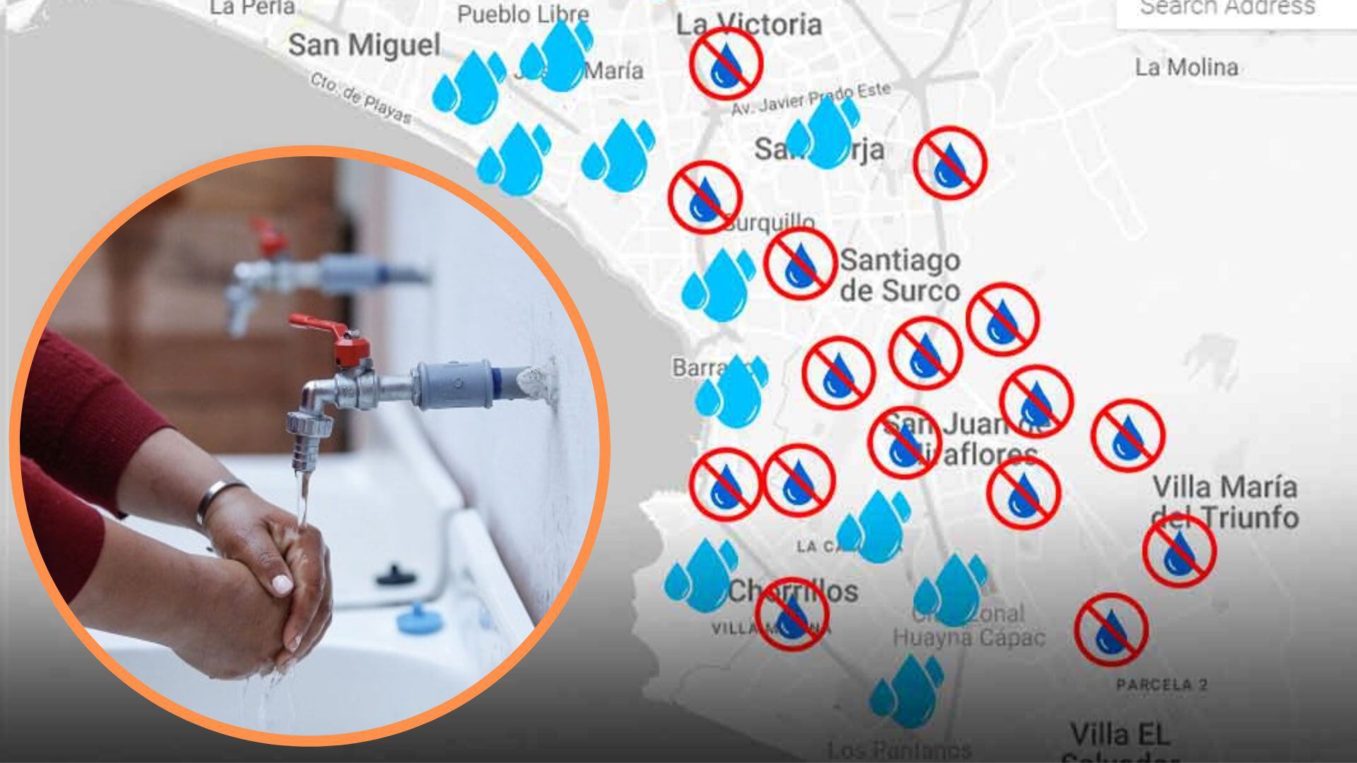 Sedapal suele proporcionar información en línea sobre los puntos de distribución de agua durante los cortes programados. (Composición: Infobae Perú)