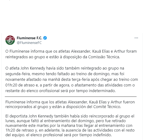 Fluminense separó por tiempo indefinido a John Kennedy, el verdugo de Boca en la Copa Libertadores 2023