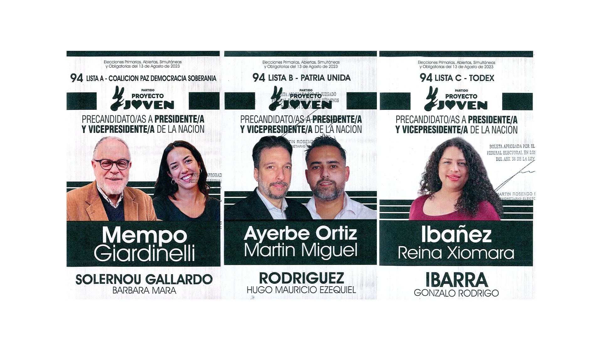 Los precandidatos presidenciales de Proyecto Joven