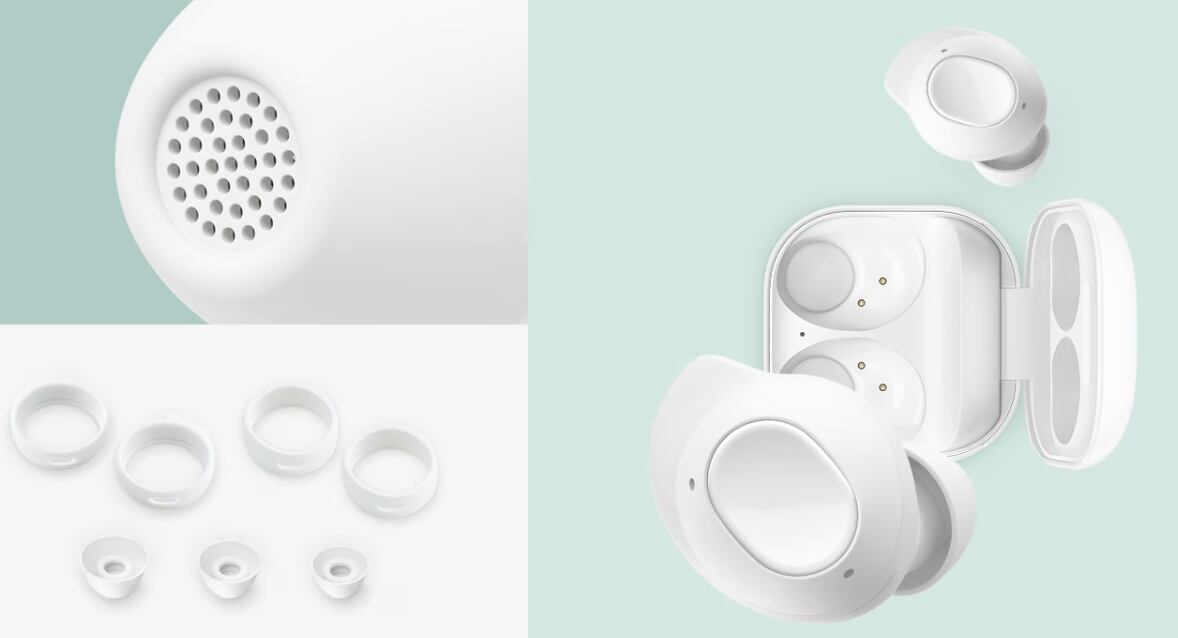 Estos auriculares cuentan con varios componentes. La goma puede retirarse para su limpieza. (Samsung)