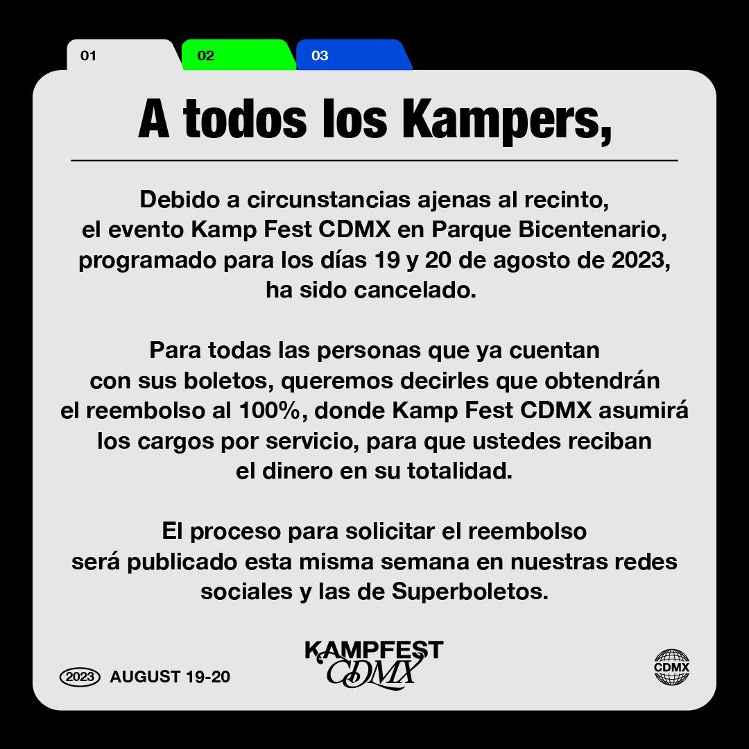 Kamp Fest CDMX cancelación