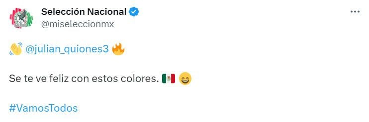 La selección de México dio a conocer la alegría del colombiano Julián Quiñones al representar ese país - crédito @miseleccionmx/X