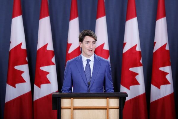 El primer ministro canadiense Justin Trudeau durante una conferencia de prensa en Ottawa (REUTERS/Chris Wattie)