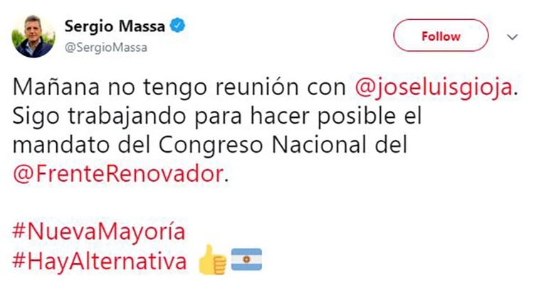 La desmentida a la reunión con el presidente del PJ Nacional, José Luis Gioja