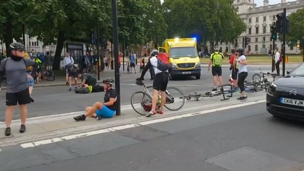 Ciclistas luego del ataque