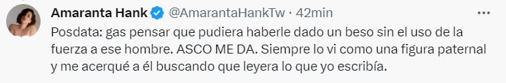 Amaranta Hank dio nuevas declaraciones en proceso por acoso sexual contra Alberto Salcedo Ramos - crédito @AmarantaHankTw/X