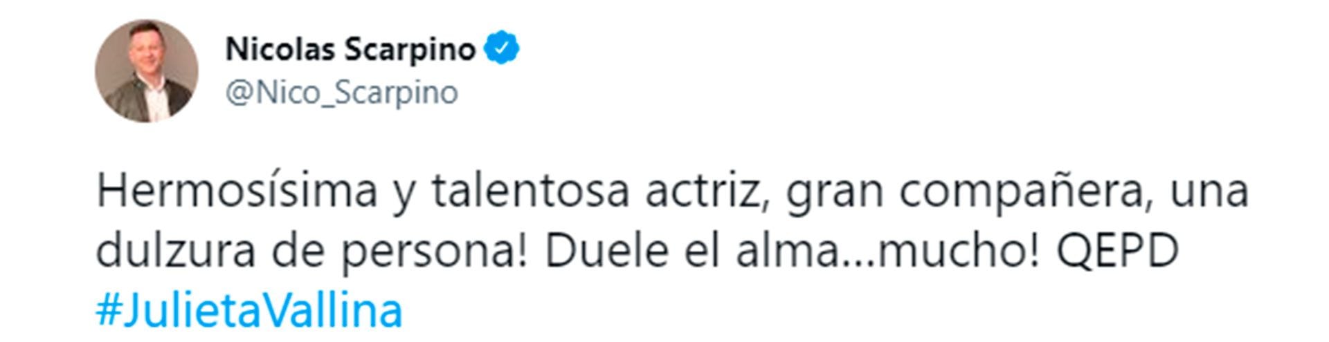 Nicolás Scarpino triste por la partida de Julieta Vallina