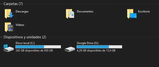 Sincronización de Google Drive con el almacenamiento de un computador. (Captura)