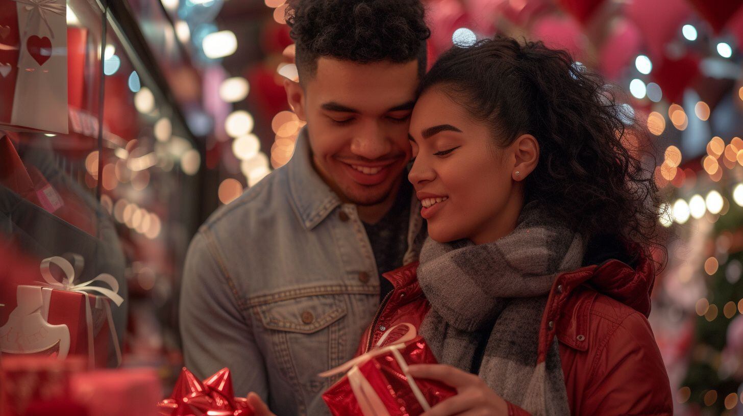 Compras de San Valentín, elecciones de pareja, ambientes románticos en centros comerciales, intercambio de regalos - (Imagen Ilustrativa Infobae)