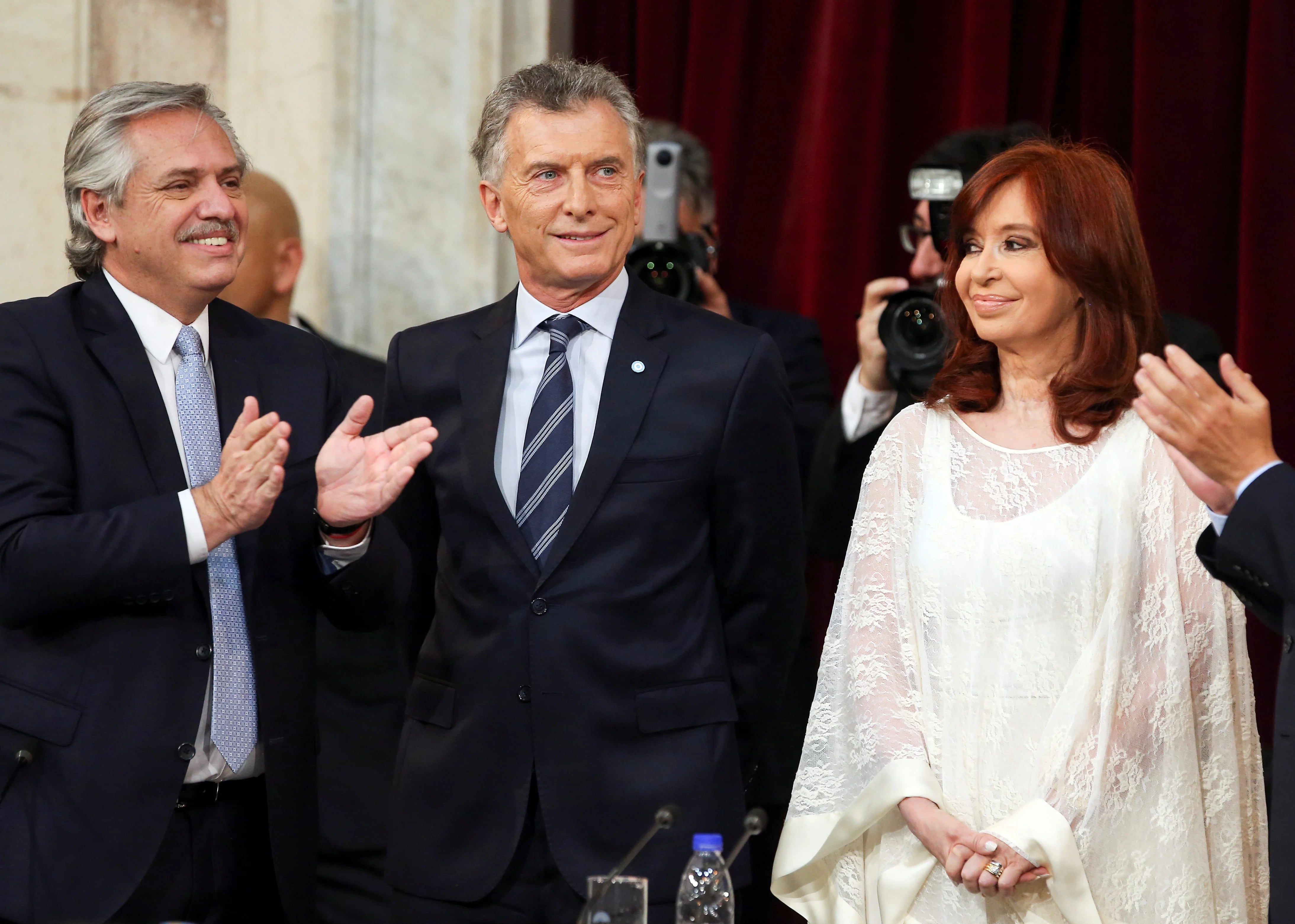 Alberto Fernández, Mauricio Macri y Cristina Fernández de Kirchner (REUTERS/Agustín Marcarian)
