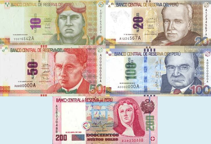 Esta es la familia de billetes que circula en Perú.