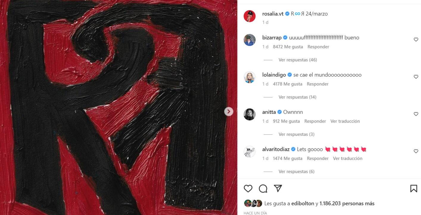 Rosalía y Rauw Alejandro lanzan EP ‘R∞?’ / Instagram