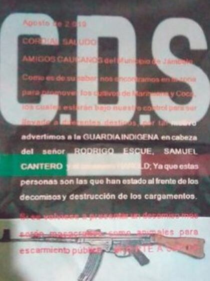 Panfletos de presuntos cárteles mexicanos que operan en Colombia (Foto: Radiografía de la ominosa presencia de los carteles mexicanos)