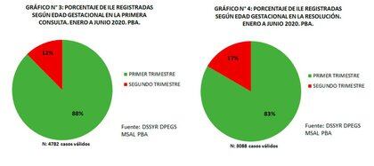 Más datos del Informe del Ministerio de Salud de la provincia de Buenos Aires: las ILE practicadas según etapa gestacional