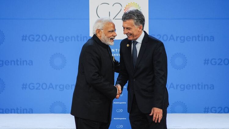 Mauricio Macri junto al primer ministro de India, Narendra Modi