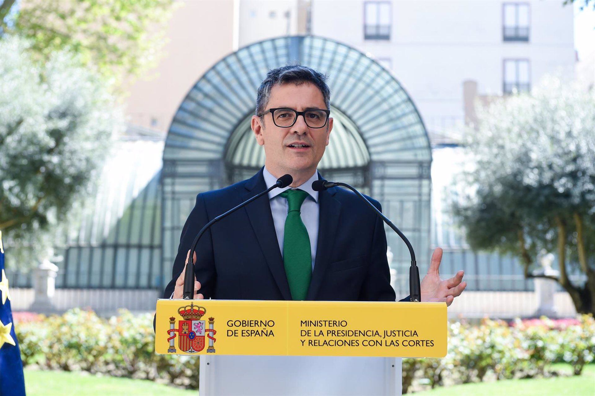 El ministro de la Presidencia, Justicia y Relaciones con las Cortes, Félix Bolaños, en el Palacio de Parcent, a 11 de abril de 2024, en Madrid. (Gustavo Valiente/Europa Press) 