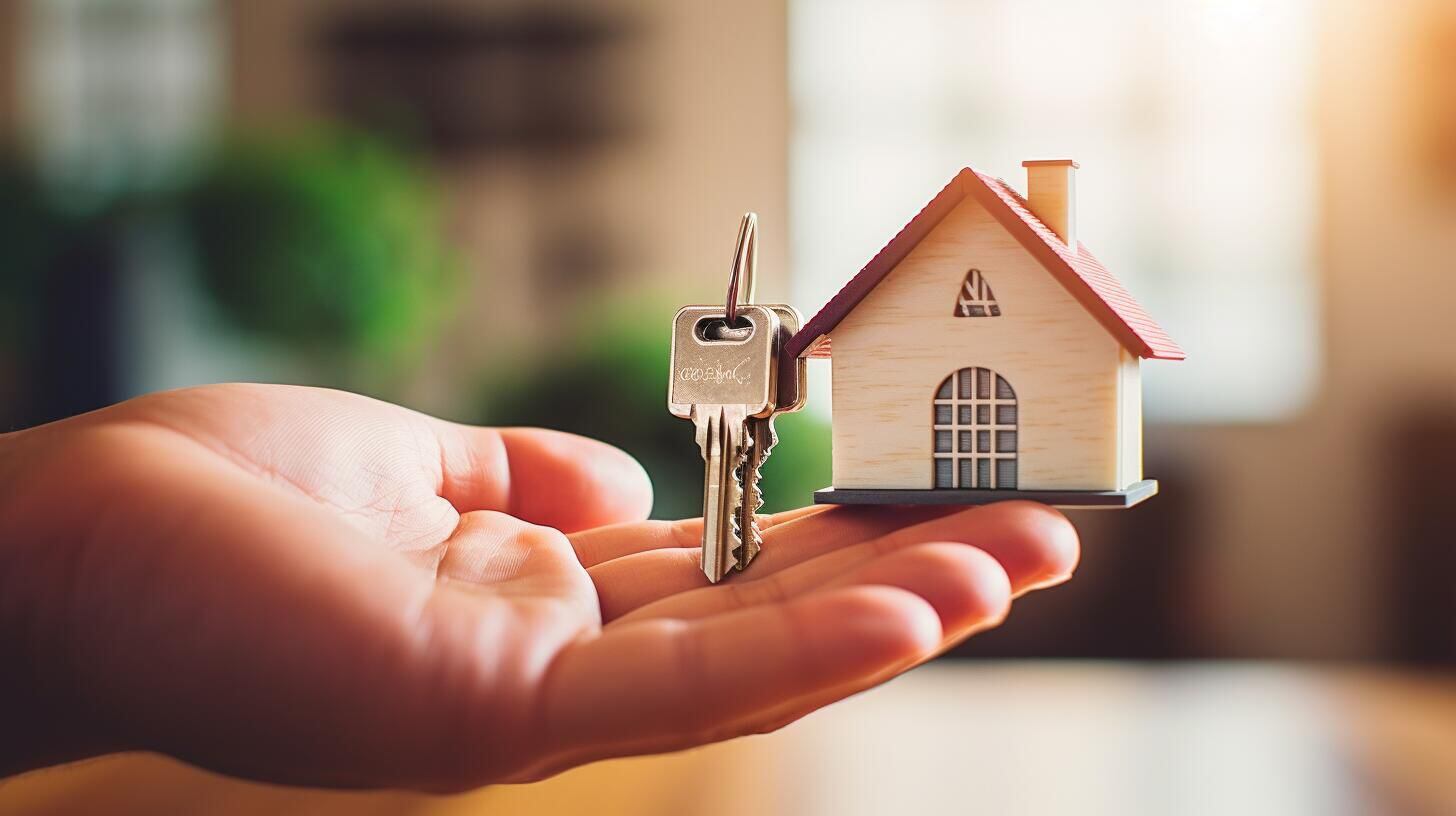 Imagen de una mano sosteniendo llaves junto a una casita en miniatura, simbolizando la búsqueda de inmuebles y las preocupaciones de los inquilinos. (Imagen ilustrativa Infobae)