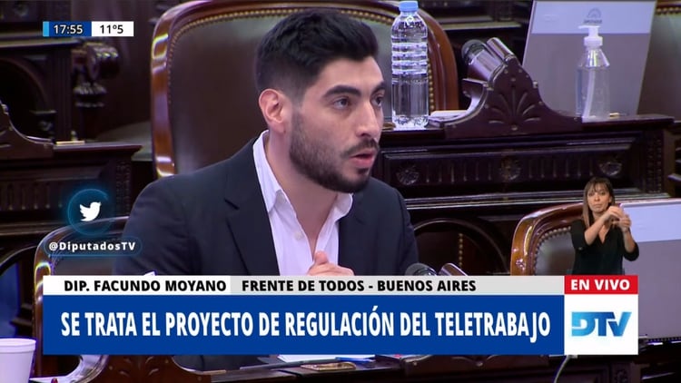 Facundo Moyano, en el debate en Diputados sobre el teletrabajo