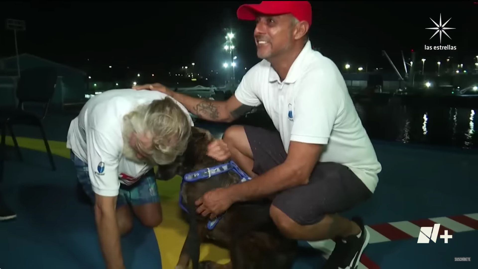 Tim Shaddock y Bella se despidieron en la noche del jueves después de ser rescatados por un barco atunero en el Océano Pacífico (Captura de Pantalla/YouTube N+)
