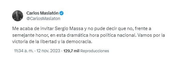 El posteo de Carlos Maslatón