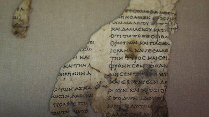 A recently-discovered scroll fragment of an ancient biblical text is seen at Israel Antiquities Authority laboratories in Jerusalem March 16, 2021. REUTERS/Ammar Awad