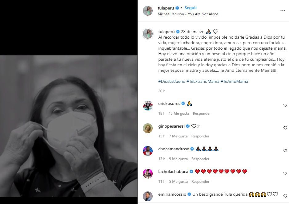 图拉·罗德里格斯(Tula Rodríguez)在母亲离开一年后将视频献给了母亲。(照片:Instagram)