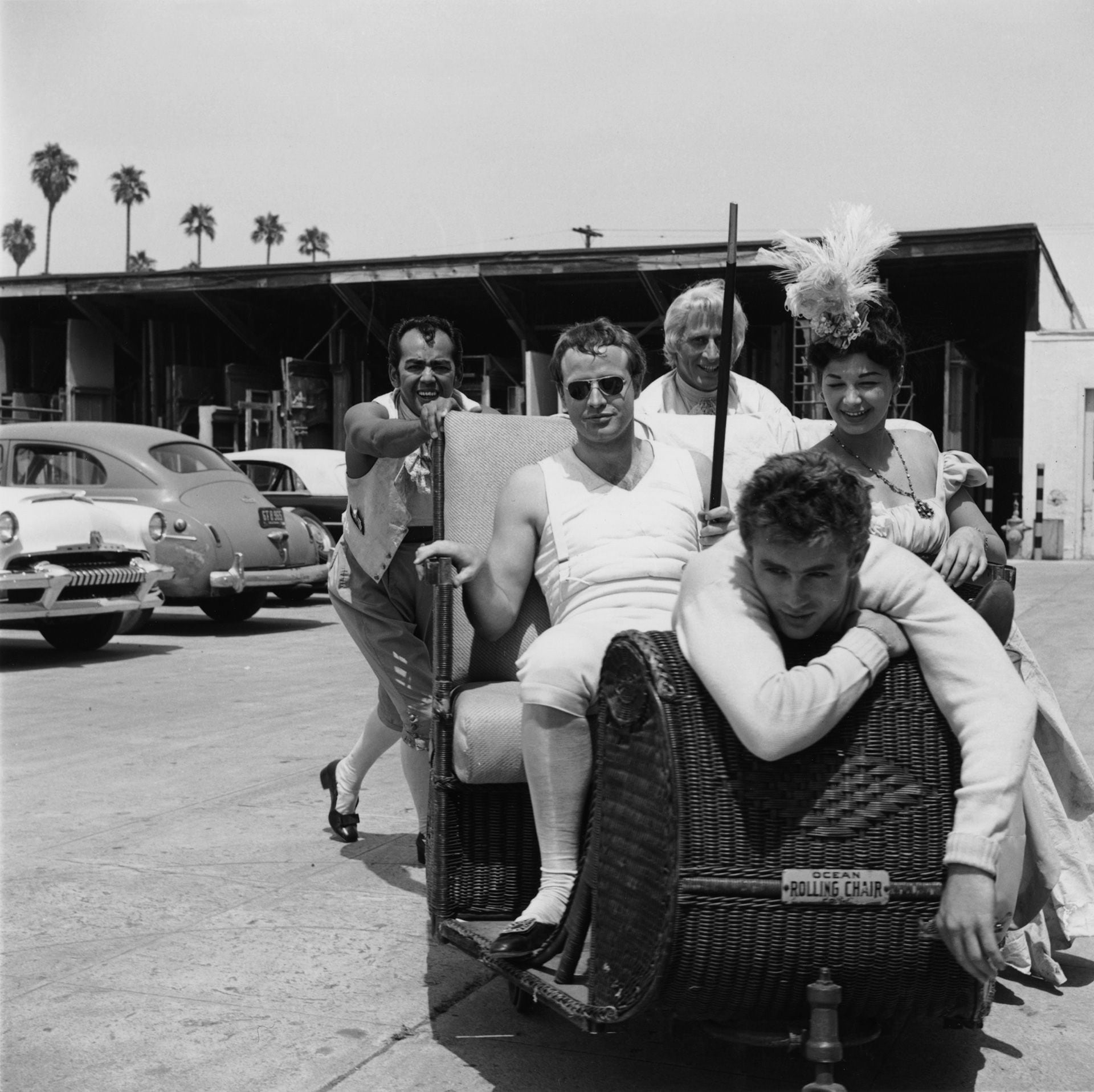 James Dean (1931 - 1955, foreground) and Marlon Brando