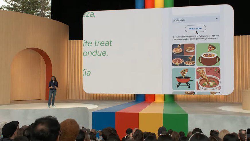 Aparna Pappu, gerente general de Google Worlspace, presenta la función Help Me Visualize en Google Slides.