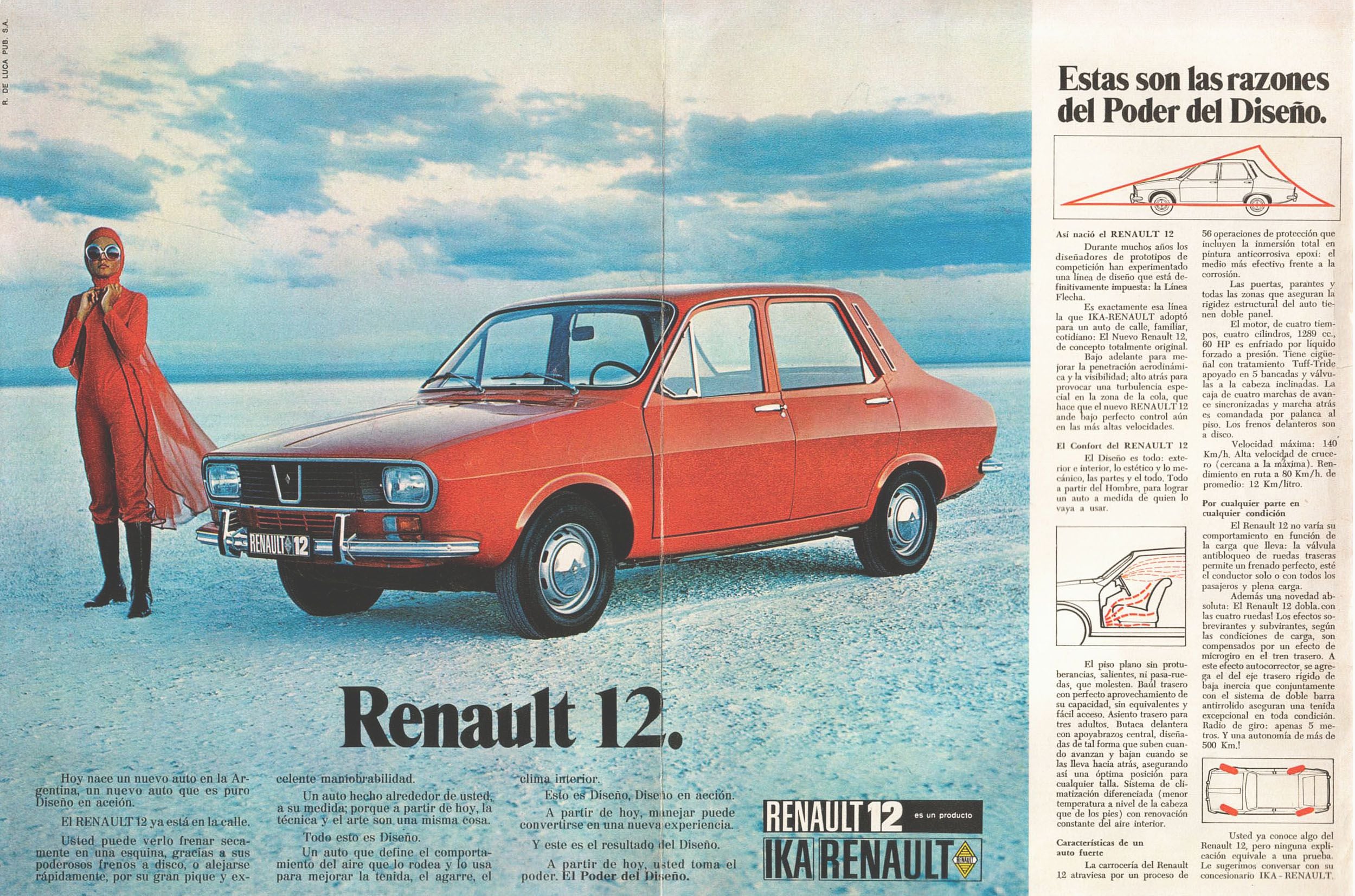  Un aviso del momento en que fue lanzado a la venta, con una importante puesta en escena. Nombre foto: publicidad-renault-12-1971