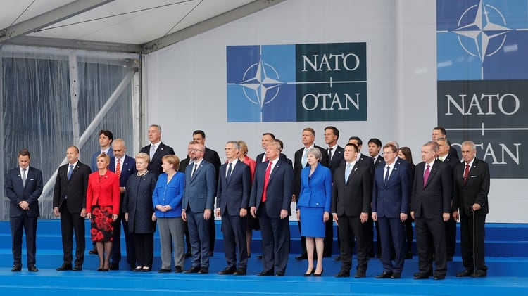 Líderes de los países miembros de la OTAN en una cumbre de 2018. La alianza está preocupada por las actividades submarinas de Rusia (Reuters)