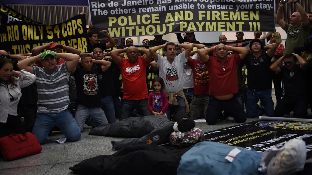 Protesta policial en Brasil por falta de recursos (AFP)