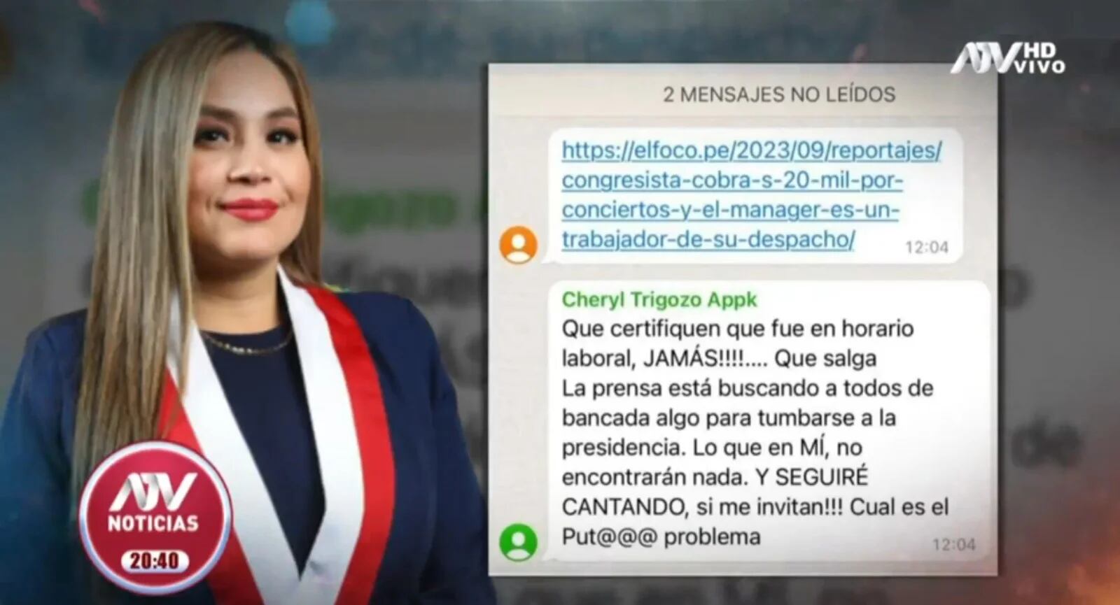 La respuesta vulgar de la congresista Cheryl Trigozo ante acusaciones de su doble rol como cantante de cumbia