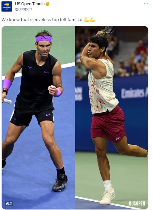 El 'look' sin mangas de Nadal y Alcaraz en el US Open (@usopen).